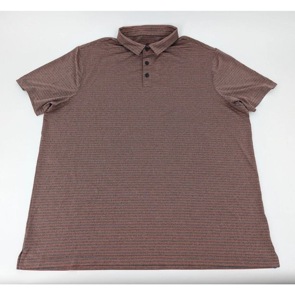 Champion Men's Golf Polo Shirt Striped Gray Orange Stretch Short Sleeve Size XXL